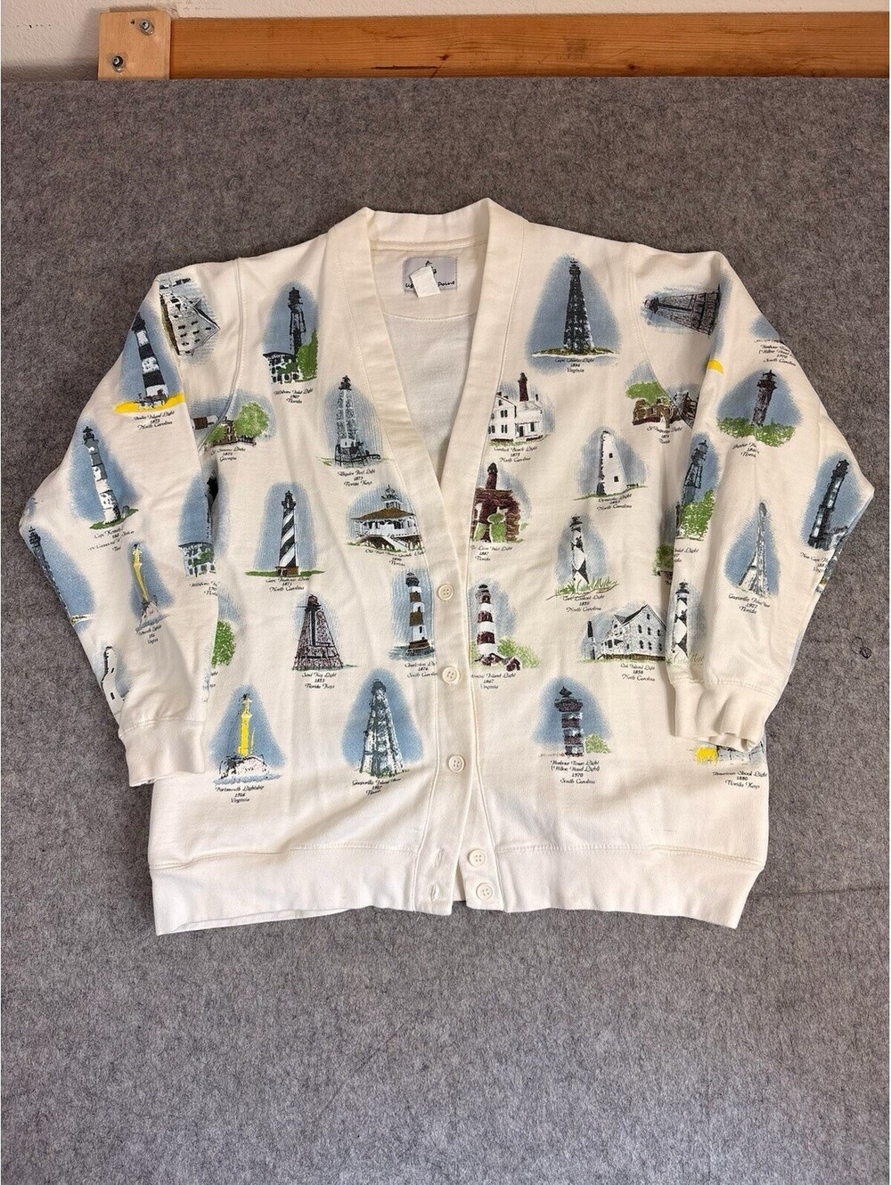 Vintage Art Unlimited USA Made AOP Lighthouses Sweater Men’s Adult Size 2XL